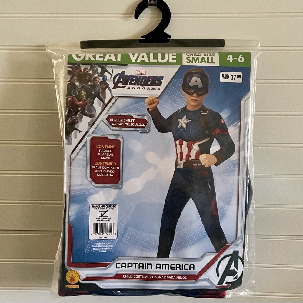 Captain America Costume Child Size Small 4-6